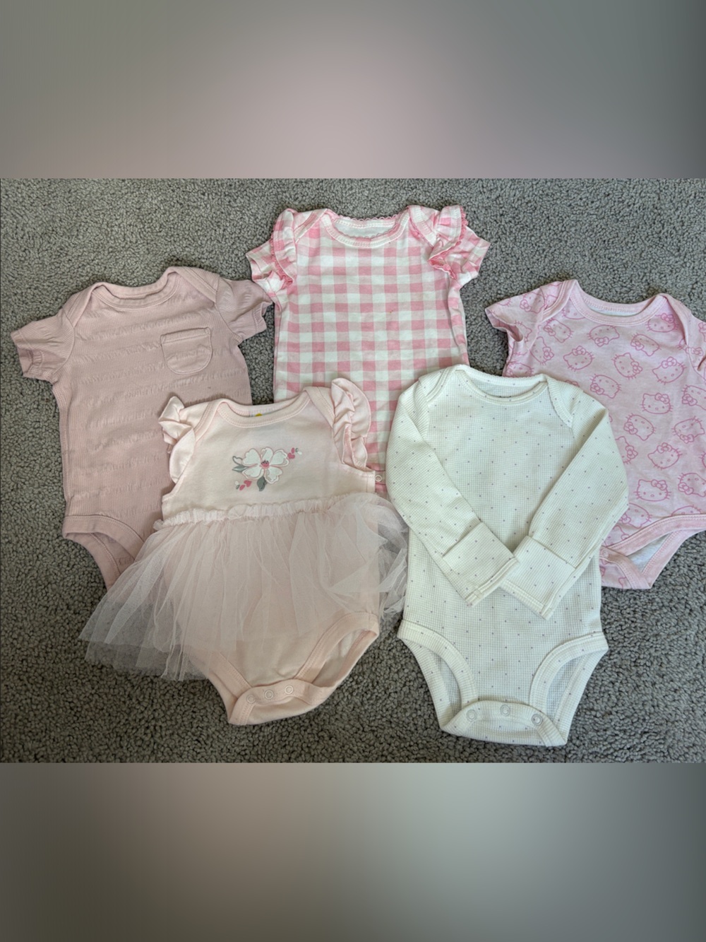 Pink & Cream Baby Girls One-Piece Bodysuit Bundle - 6 Pieces